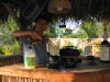 Making drinks at mom's tiki bar